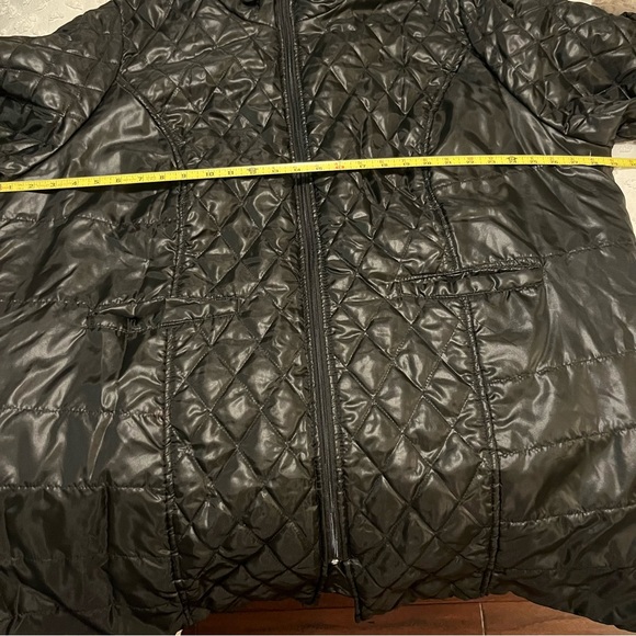 Black Quilted Lightweight Puffer Mid Length Funnel Neck Coat Jacket  Sz 2X - Picture 5 of 10